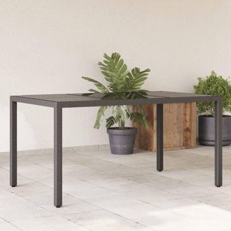 vidaXL Vidaxl - Mesa De Jard&iacute;n Superficie De Vidrio Rat&aacute;n Pe Negro 150x90x75 Cm