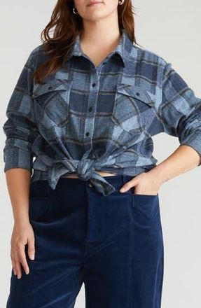 Universal Standard Maine Flannel Button-Up Shirt in Heather Fog Blue Plaid at Nordstrom Rack, Size Xl (26W-28W)