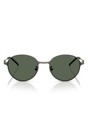 Diesel 52mm Round Sunglasses in Matte Gun Metal /Dark Green at Nordstrom