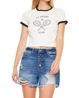 Kancan Sheila High Rise Mom Short In Dark Wash