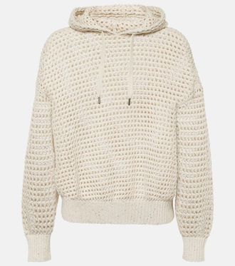 Brunello Cucinelli Open-knit cotton-blend hoodie
