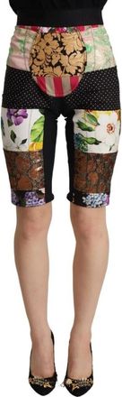 Dolce & Gabbana Bloemen Patchwork Shorts - Dames - Korte Broeken - Veelkleurig - L - Katoen - Korte Broeken