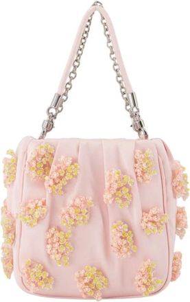 Self Portrait Satin Floral Beaded Tote Bag - Dames - Handtassen - Roze - ONE Size - Polyester - Tassen