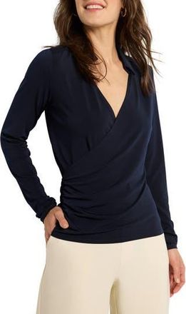 Nic+Zoe Collared Faux Wrap Top in Dark Indigo at Nordstrom Rack, Size X-Small
