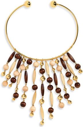 Paco Rabanne Wooden Beaded Collar Necklace in Gold at Nordstrom