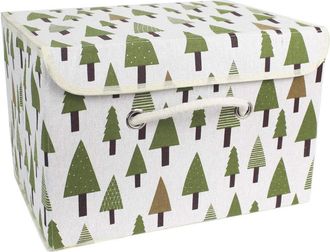 OEM Caja De Almacenamiento, Cesta De Almacenamiento De Tela De Algod&oacute;n Con Asa Y Tapa, Contenedor De Tela Plegable Para Ropa Sucia - 38x25x25, &Aacute;rbol