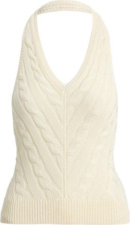 Ralph Lauren Collection Kabelgebreide top met halternek - Beige