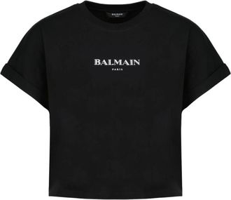 Balmain Vintage Katoenen Crop T-Shirt - Zwart - Dames - T-shirts - Zwart - L - Katoen - Tops