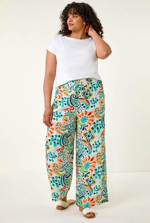 Roman Abstract Print Trousers