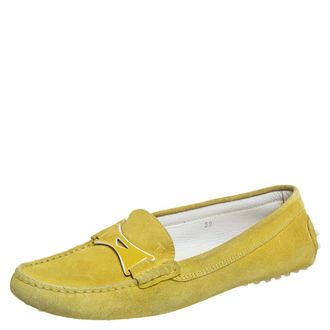 Tod's Tods Green Suede Slip On Loafers