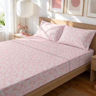KASANOVA Completo letto matrimoniale policotone foglie rosa