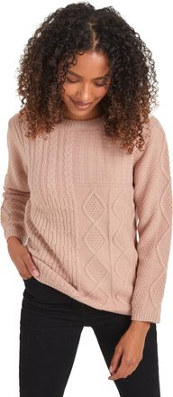 M&Co Womens Blush Cable Knit Patchwork Jumper - Womens Pink
