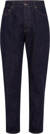 Brunello Cucinelli Jeans, Heren, Blauw, L, Katoen, Indigo Blauw Geborduurde Jeans