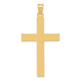 Diamond2Deal 14k Yellow Gold Sandblasted Cross Pendant