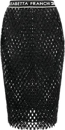 Elisabetta Franchi Mesh Pencil Skirt - Dames - Midirokken - Zwart - XS - Rokken