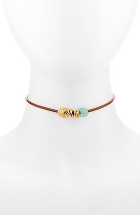 Madewell Charm Leather Choker Necklace in Golden Tan at Nordstrom