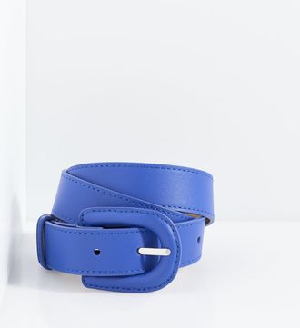 Talbots D-Buckle Leather Belt - Clematis Blue - Medium Talbots