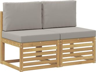 vidaXL 2 Pieza Sof&aacute; Intermedio De Exterior Madera De Acacia S&oacute;lida Vidaxl