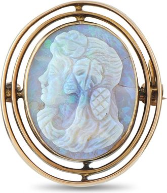 Luxury Bazaar 14K Rose Gold Australian Opal Cameo Brooch MF04-091026