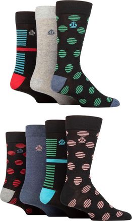 Jeff Banks Mens Recycled Cotton Patterned Socks Pack of 7 Striped Spots Black 7-11