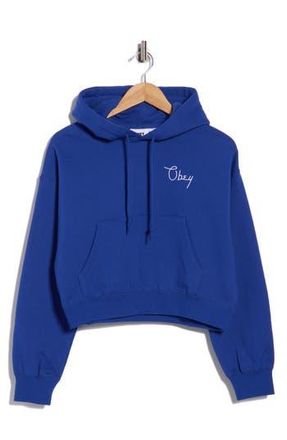 Obey Cities Crop Hoodie in Blue at Nordstrom Rack, Size X-Large