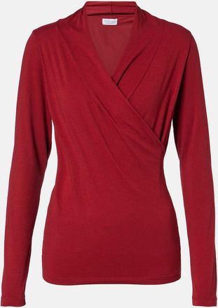 Velvet Top a portafoglio Meri in jersey di misto cotone