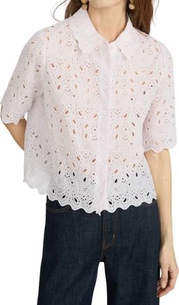 Frame Denim The Paisley Eyelet Top In Bubble Gum