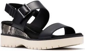 Clarks Diaz Rose Wedge Sandal in Black Combi at Nordstrom Rack, Size 7.5