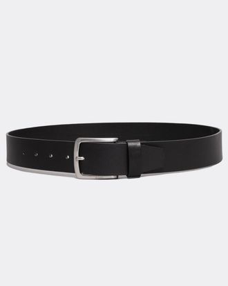 Boss Orange by Hugo Boss Womens Jor-V Italian-Leather Belt With Logo-Engraved Buckle - Black - Size 34 inches
