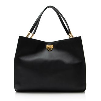 Ferragamo Leather Trifolio Gancio Square Tote