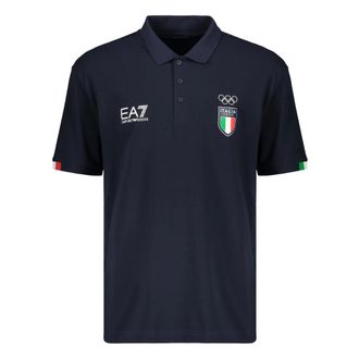 Emporio Armani Polo shirt met korte mouwen en logo - Heren - Tops - Blauw - Maat: S Katoen