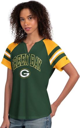 Starter Womens Starter Green Green Bay Packers Game On Notch Neck Raglan T-Shirt at Nordstrom, Size Medium