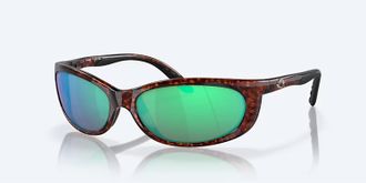 Costa Unisex Fathom Polarized Oval Sunglasses In Tortoise Frame Green Mirror Glass
