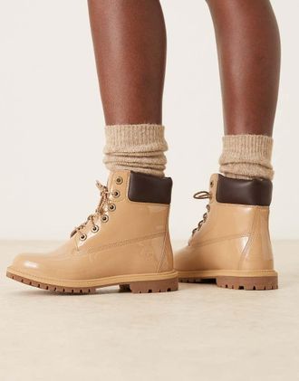Timberland Stivaletti premium da 6 in pelle verniciata color cuoio grano-Marrone
