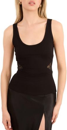 Cami NYC Miray Lace Inset Rib Tank in Black at Nordstrom, Size X-Small
