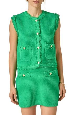 English Factory Fringe Detail Knit Vest in Green at Nordstrom, Size X-Small