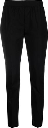 Twin-Set logo-plaque detail trousers - women - Cotton/Spandex/Elastane - 44 - Black