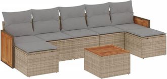 vidaXL Vidaxl - Juego De Sof&aacute;s De Jard&iacute;n Con Cojines Beige 8 Pzas Rat&aacute;n Pe