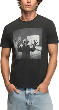 Lucky Brand Area 51 Alien Cotton Graphic T-Shirt in Jet Black at Nordstrom, Size Xx-Large