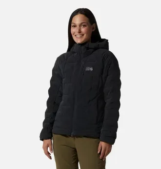 Mountain Hardwear StretchDown Jacket Womens Dark Storm Heather Hooded JZZ 5