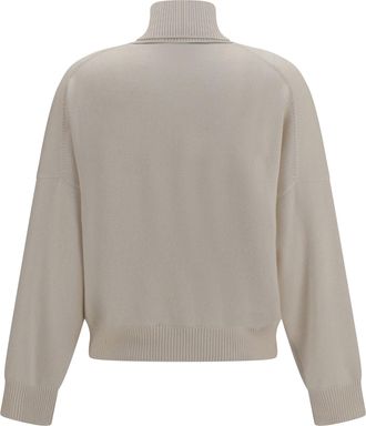 Brunello Cucinelli Womens Cashmere Turtleneck Sweater English White Kashmir-Capra Hircus Kashmir/capra