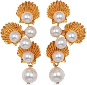 Jennifer Behr Nerida pearl-detail earrings - women - Faux Pearl/18kt Gold Plated Brass - One Size