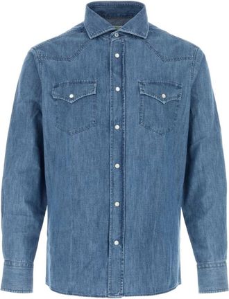 Brunello Cucinelli Camicia in Denim Leggera Easy Fit - - Shirts - Uomo - Blu - L