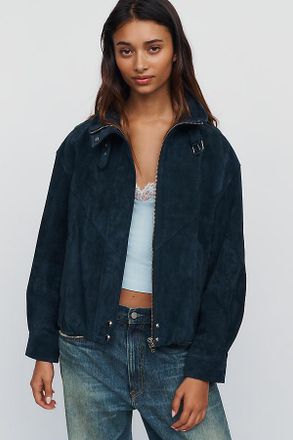Blank NYC Suede Funnel-Neck Jacket