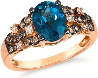 Le Vian Ladies Deep Sea Blue Topaz Mosaic Rings set in 14K Strawberry Gold