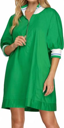 She + Sky Heritage Drop Shoulder Dress In Green