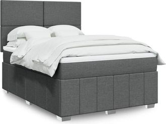 vidaXL Vidaxl - Cama Box Spring Con Colch&oacute;n Tela Gris Oscuro 160x200 Cm