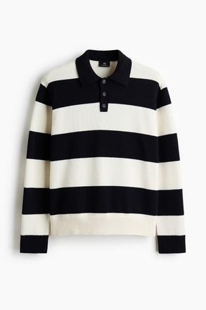 H&M Relaxed Fit Polo Shirt in Dark Blue/striped at Nordstrom, Size Xx-Large