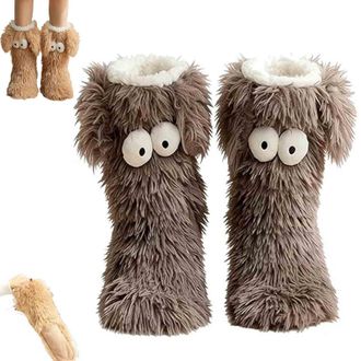 Generic Womens Winter Warm Fuzzy Non-Slip Slipper Socks with Cute Big Eyes, Cozy Socks, Warm Thick Thermal Cosy Plush Soft Fleece Home Sock, Winter Home Socks