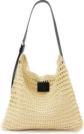 AllSaints Asha Straw Shoulder Bag in Unbleached White at Nordstrom